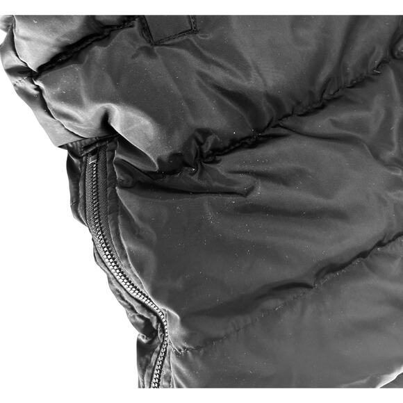 Black Longline Puffer Hooded Small Women Padded Sleeveless Vest Jacket Zip Snap - Picture 5 of 7